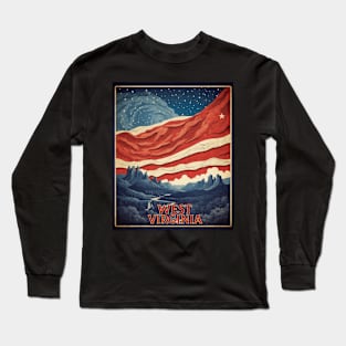 West Virginia Starry Night United States of America Flag Tourism Vintage Long Sleeve T-Shirt